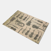 ヴィンテージ音符パターンギターヴァイオリンチューバ ドアマット (アングル)