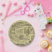 ヴィンテージ音符パターンミュージシャン ペーパープレート (パーティー)