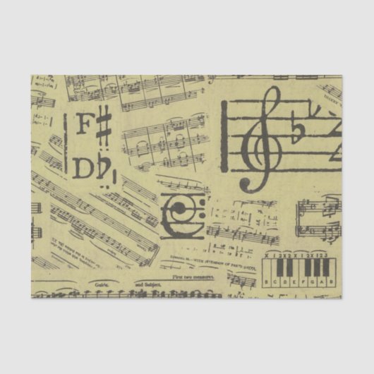 ヴィンテージ音符パターンミュージシャン 薄葉紙 (正面)
