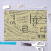 ヴィンテージ音符パターンミュージシャン 薄葉紙 (クラフト)