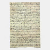 ヴィンテージ音符パターン音楽テーマミュージシャン キッチンタオル (縦)