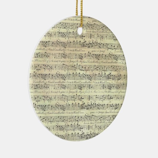 ヴィンテージ音符パターン音楽テーマミュージシャン セラミックオーナメント (右)