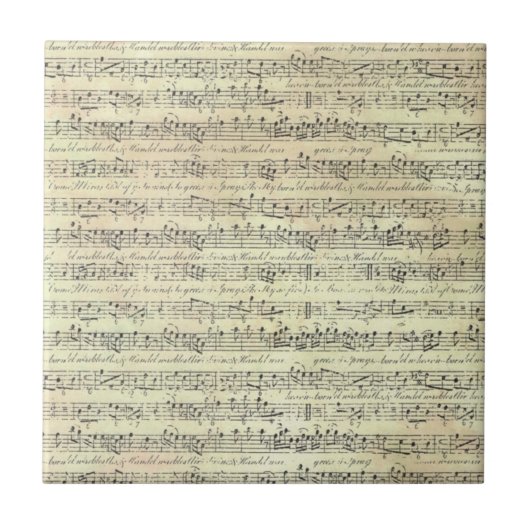 ヴィンテージ音符パターン音楽テーマミュージシャン タイル (正面)