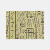 ヴィンテージ音符パターン音楽テーマミュージシャン フリースブランケット (正面(横))