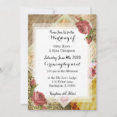 ヴィンテージ音符ピアノシート結婚音楽 招待状 (正面)