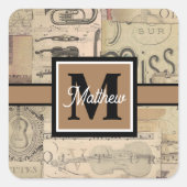 ヴィンテージ音符ミュージシャンモノグラム スクエアシール (正面)