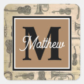 ヴィンテージ音符ミュージシャンモノグラム スクエアシール (正面)