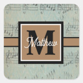 ヴィンテージ音符ミュージシャンモノグラム スクエアシール (正面)