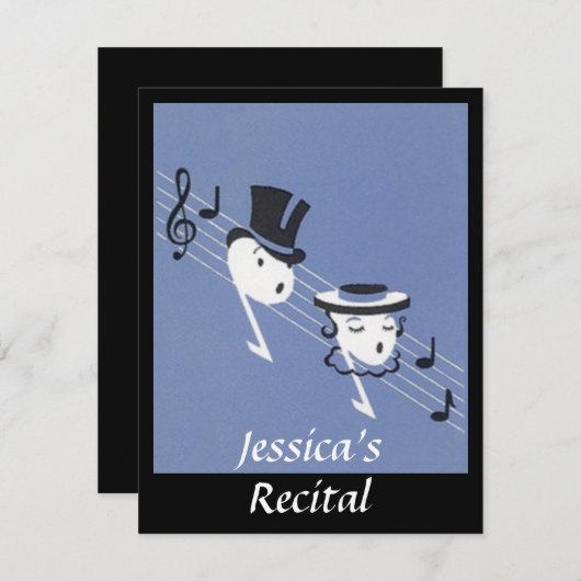 ヴィンテージ音符合唱団キャロリング招待状 招待状 (正面/裏面)