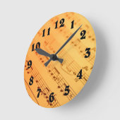 ヴィンテージ音符紙番号付き時計 ラウンド壁時計 (傾斜)