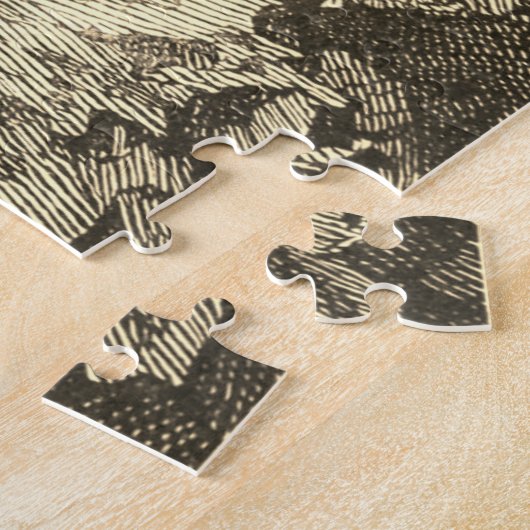 ヴィンテージ頭が切れる3小狐アンティーク小児 ジグソーパズル (側面)