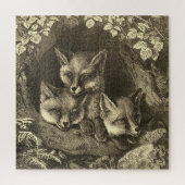 ヴィンテージ頭が切れる3小狐アンティーク小児 ジグソーパズル (縦)