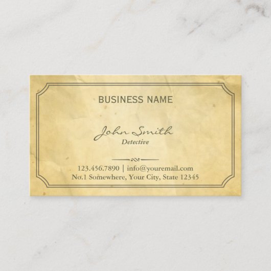 ヴィンテージ額古い紙刑事 名刺 (正面)