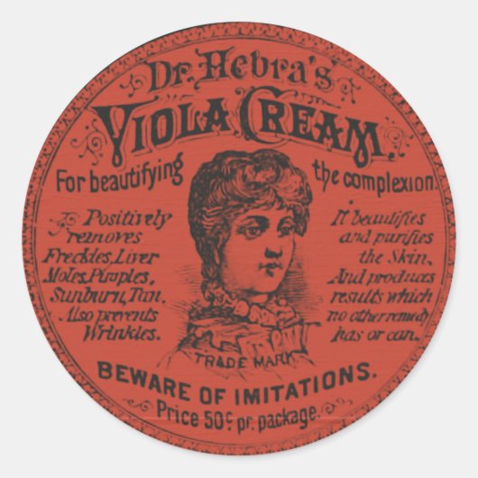ヴィンテージ顔クリーム包装 ラウンドシール (正面)