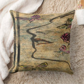 ヴィンテージ顔デコールピロー クッション (ブランケット)