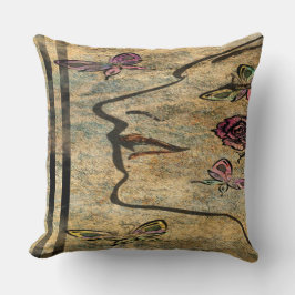 ヴィンテージ顔デコールピロー クッション