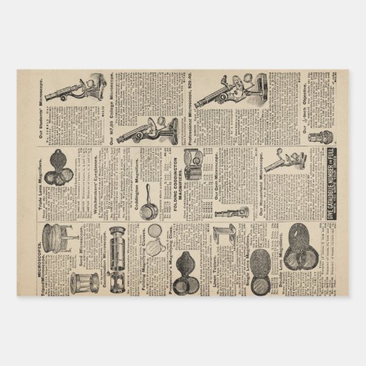 ヴィンテージ顕微鏡カタログページ ラッピングペーパーシート (正面2)