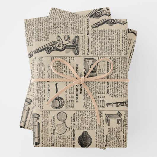 ヴィンテージ顕微鏡カタログページ ラッピングペーパーシート (インサイチュ)