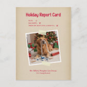 ヴィンテージ風おもしろ犬の写真 クリスマス ホリデー ポストカード (正面)
