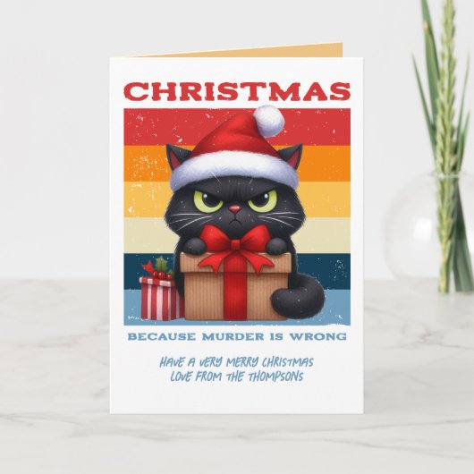 ヴィンテージ風おもしろ猫のレトロクリスマス写真 シーズンカード (正面)