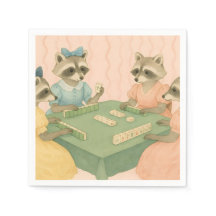 ヴィンテージ風かわいいアライグマの麻雀デザイン