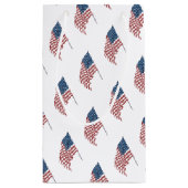 ヴィンテージ風になびく米国愛国国旗 スモールペーパーバッグ (裏面)