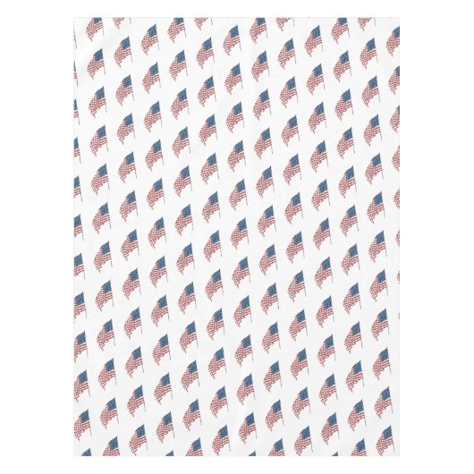 ヴィンテージ風になびく米国愛国国旗 テーブルクロス (正面)