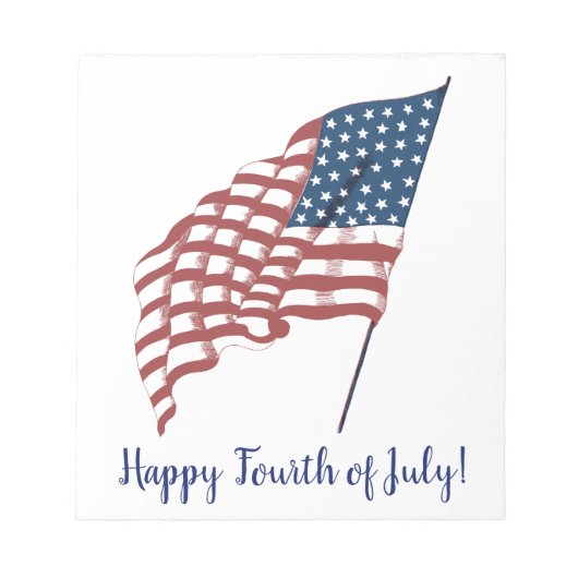 ヴィンテージ風になびく米国愛国国旗 ノートパッド (正面)