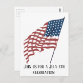 ヴィンテージ風になびく米国愛国国旗 ポストカード (正面/裏面)