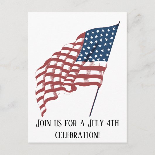 ヴィンテージ風になびく米国愛国国旗 ポストカード (正面)