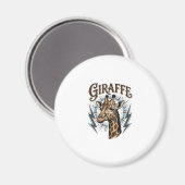 ヴィンテージ風に彫刻されたキリンと稲妻Tシャツデザイン マグネット (正面/裏面)