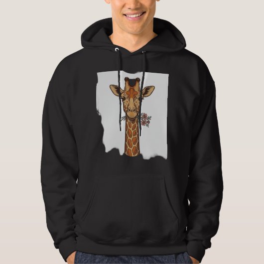 ヴィンテージ風に彫刻された花のキリンTシャツ_1 パーカ (正面)