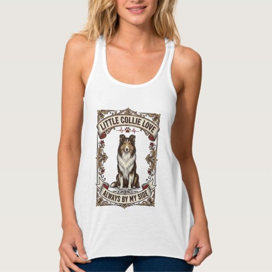 ヴィンテージ風の名言入りコリー犬愛好家Tシャツ タンクトップ (正面)