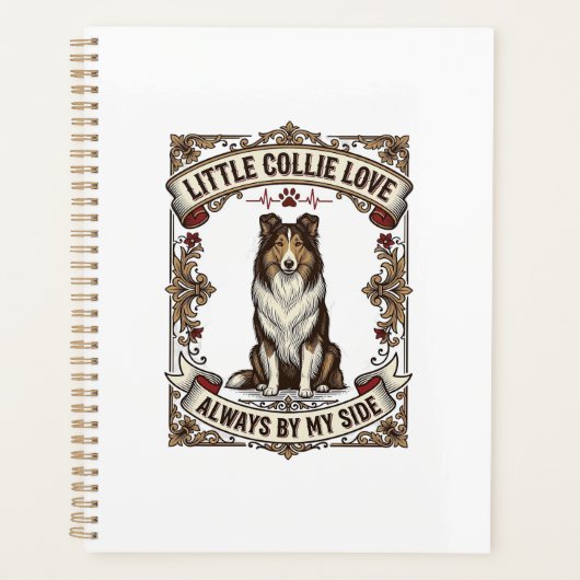 ヴィンテージ風の名言入りコリー犬愛好家Tシャツ プランナー手帳 (正面)