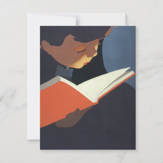 ヴィンテージ風の図書館の本を読む子供 (正面)