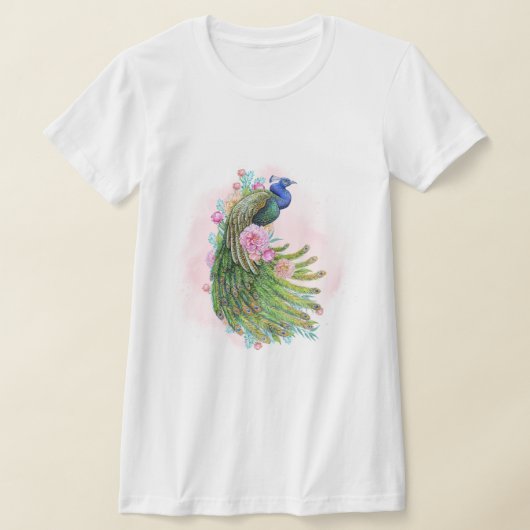 ヴィンテージ風の孔雀Tシャツ Tシャツ (レイダウン)