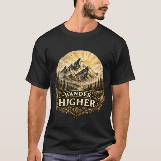 ヴィンテージ風の山の冒険 Tシャツ (正面)
