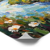 ヴィンテージ風の川の草原風景アート ポスター (角)