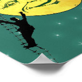 ヴィンテージ風の月の男はしご達が月に ポスター (角)