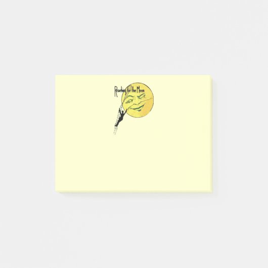 ヴィンテージ風の月の男はしご達が月に ポストイット (正面)