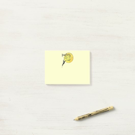 ヴィンテージ風の月の男はしご達が月に ポストイット (デスク上)
