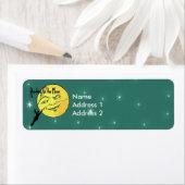 ヴィンテージ風の月の男はしご達が月に ラベル (インサイチュ)