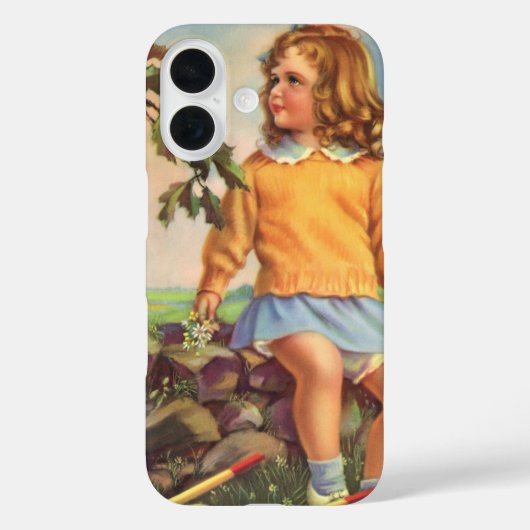 ヴィンテージ風の木の下で鳥を眺める少女 春 Case-Mate iPhoneケース (裏面)