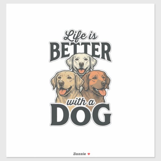 ヴィンテージ風の犬と暮らす方が良い人生になるベクター デザイン_1 シール (シート)