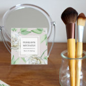 ヴィンテージ風の白い水彩花 スクエア名刺