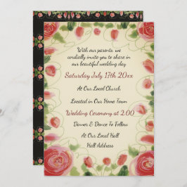 ヴィンテージ風の花 招待状