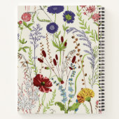 ヴィンテージ風の草原の野花の植物画 ノートブック (裏面)