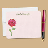 ヴィンテージ風の赤いバラのレトロスタイルオリジナルアート ノートカード