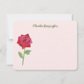 ヴィンテージ風の赤いバラのレトロスタイルオリジナルアート ノートカード (正面)