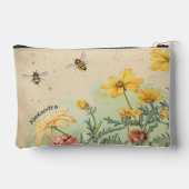 ヴィンテージ風の野の花と蜂の化粧品用ポーチまたは アクセサリーポーチ (裏面)
